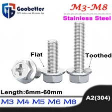 M3 M4 M5 M6 M8 Hexagon With Pad Cross Flange Face Screw Bolt Phillips Hex Head