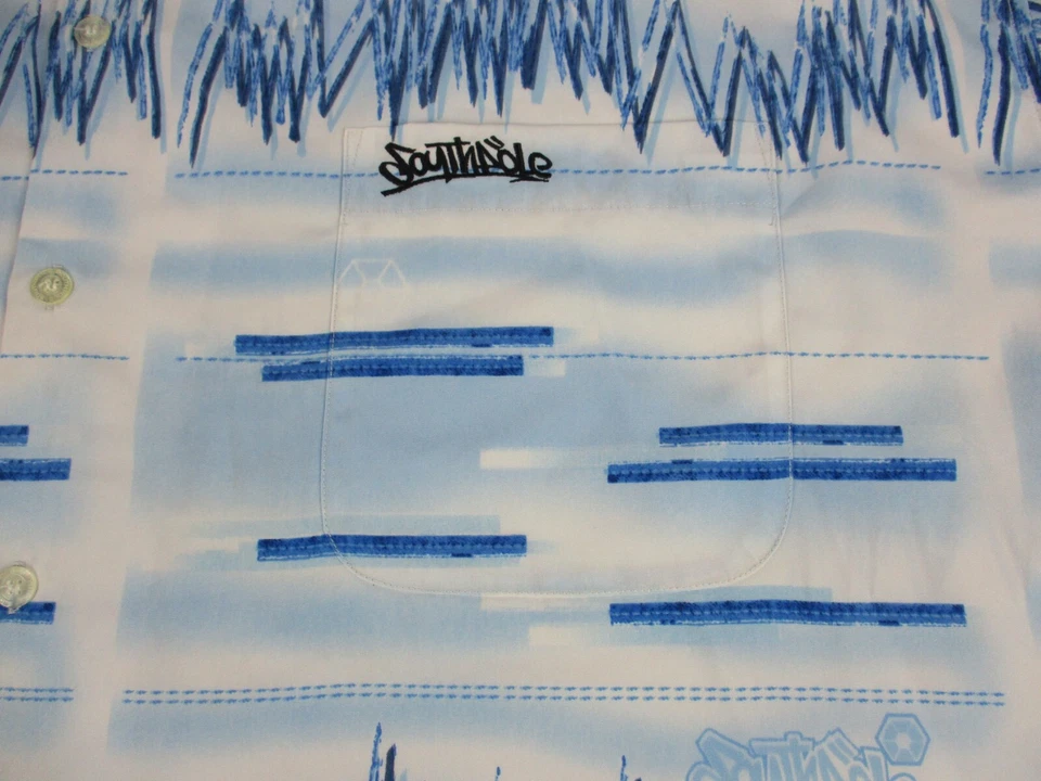Southpole Shirt Mens 4XL XXXXL Blue White Striped Street Wear Button Up - Image 4 of 4