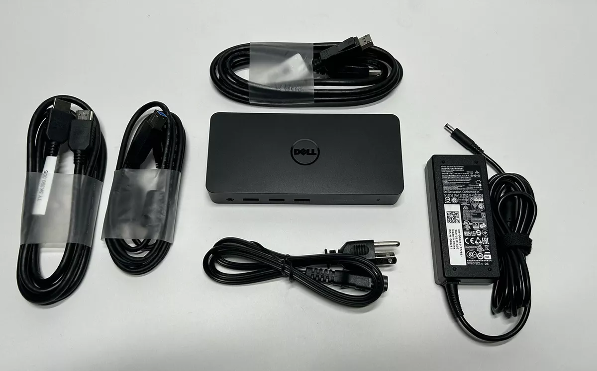 Dell D3100 DisplayLink 4K USB 3.0 UHD Docking Station 65w AC Adapter Cables