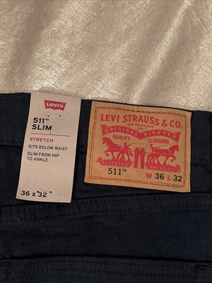 NWT Levis 511 Men's Slim Fit Stretch Jeans Dark Blue W36\