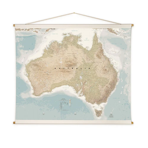 Studio Milligram 140x110cm Wall Hanging Australia Cotton Canvas Home Decor Map - Picture 1 of 8