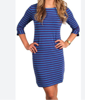 Hatley Striped Ultra Marine Peplum Sleeve Preloved Womens Dress