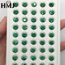 100pcs 0.8～15mm Round Cut Green Loose Cubic Zirconia 5A CZ stone Birthstone DIY