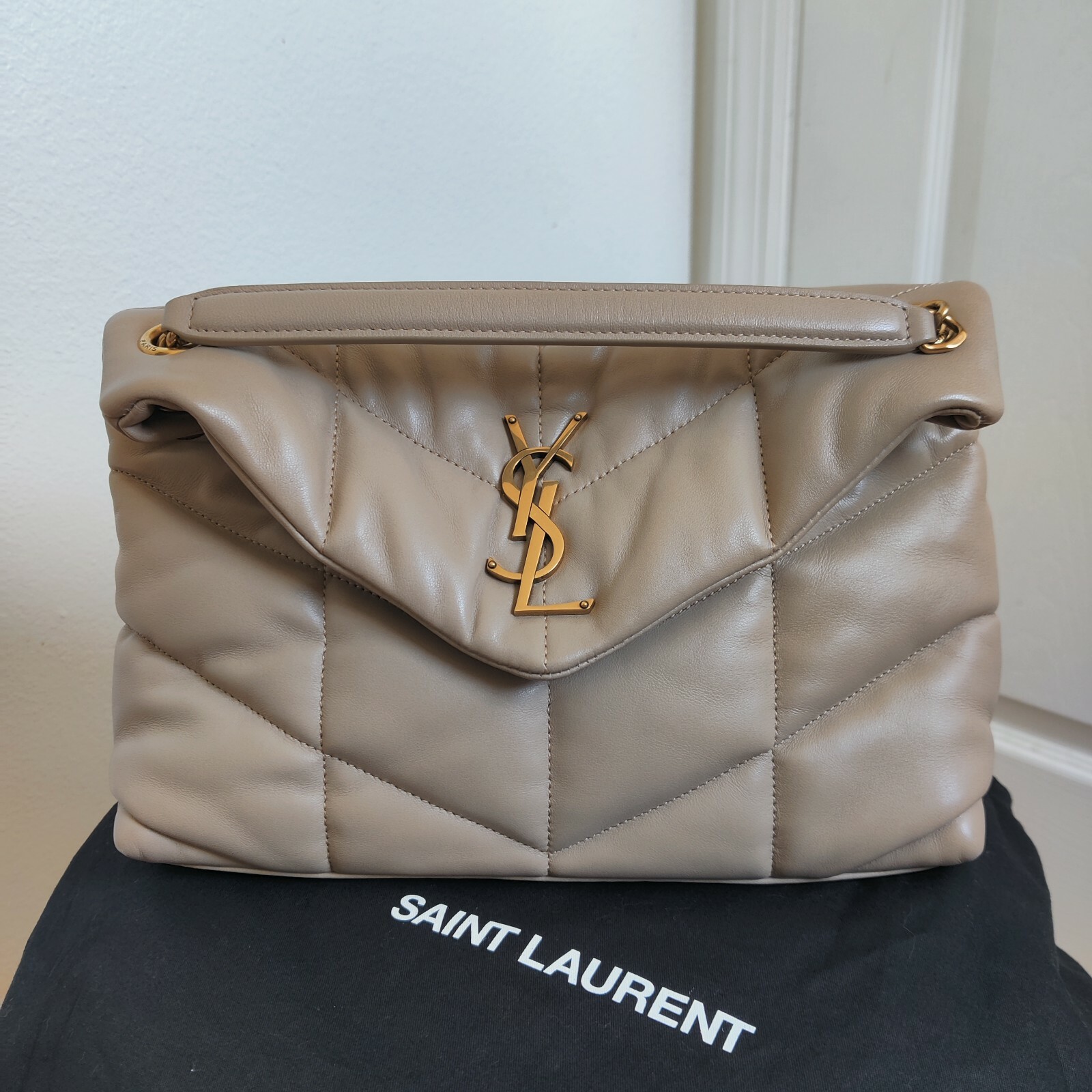 SAINT LAURENT LOULOU MINI PUFFER BAG CREMA SOFT NEW SEASON PARLOUR