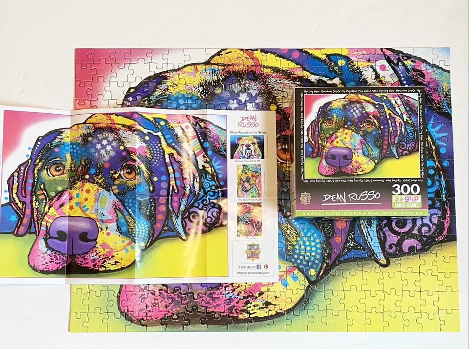 Dean Russo Art Puppy Dog Colorful 300Pc Jigsaw Puzzle Lab Pit - Image 4 of 4