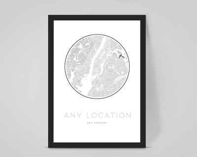 Personalisierte individuelle STADTKARTE, jeder ORT Reise Straße Poster Kunstwerk Wand 
