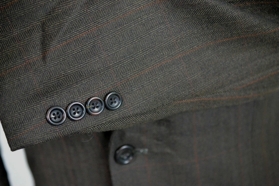 $396 Joseph & Feiss Men's Brown Herringbone Check Wool Blazer Sport Coat 41L - Image 3 of 4