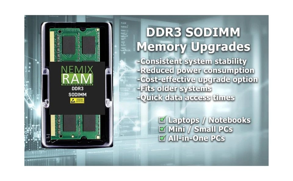 NEMIX RAM 32GB (2X16GB) DDR3 1600MHZ PC3-12800 2Rx8 1.35V 204-PIN Non-ECC SOD... - Image 4 of 4