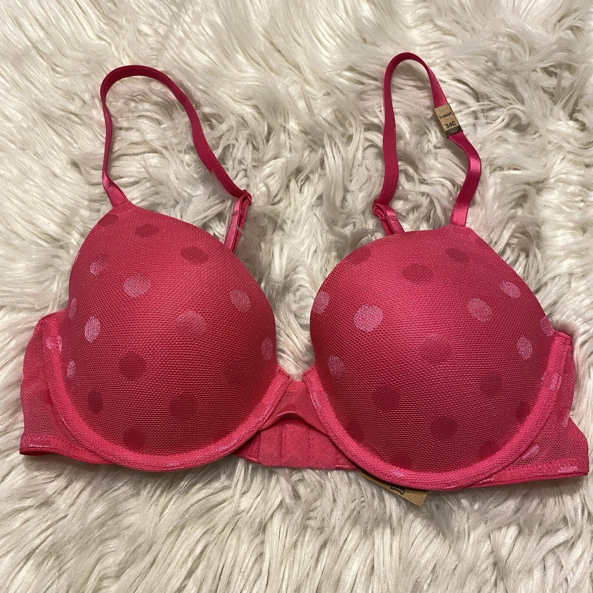 Victorias Secret PINK 34C Bra Pink Wear Everywhere T Shirt Lightly Lined NEW