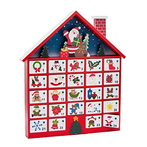 Santa House Wooden Christmas Countdown Advent Calendar Holiday Decoration New - Picture 1 of 2