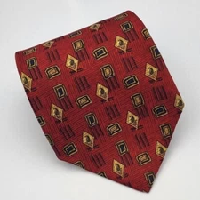 Ferrell Reed Silk Tie Red Gold Black Geometric Men Necktie 57 x 3.7/8