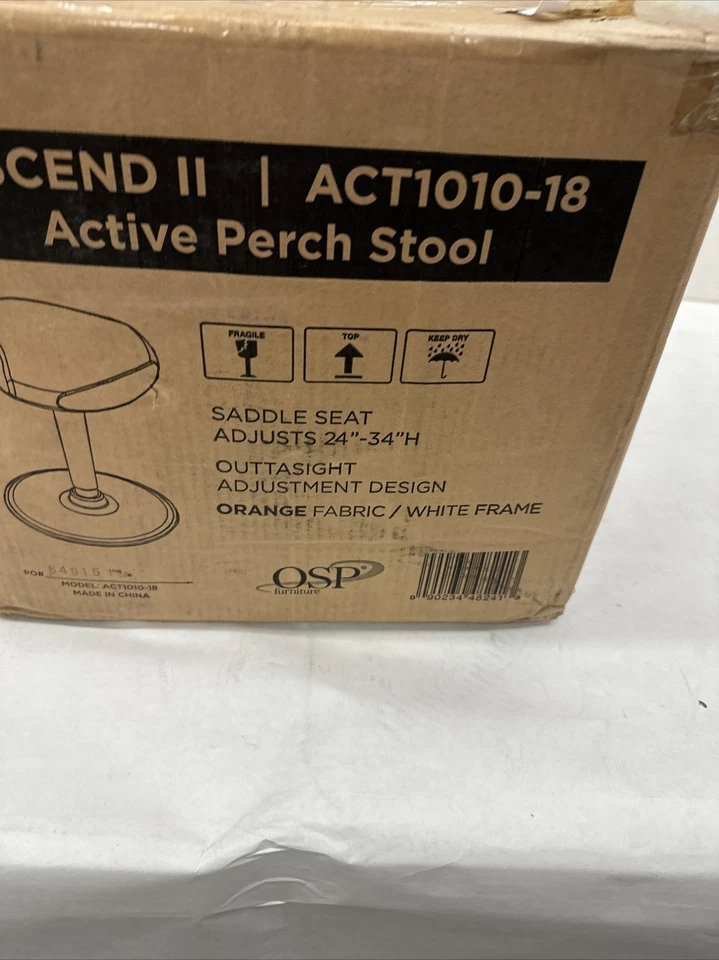 Active 24 in. to 34 in. White Frame and Orange Fabric Perch Seat - Image 3 of 3