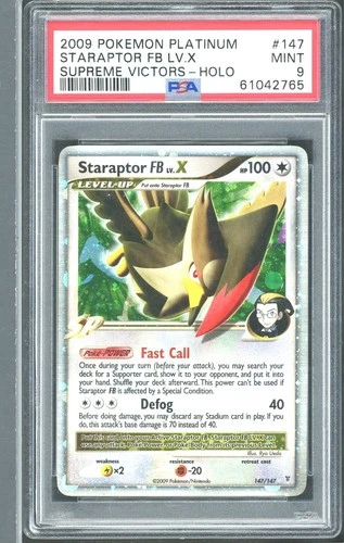 2009 POKEMON STARAPTOR FB LV.X-HOLO PLATINUM SUPREME VICTORS #147 PSA 9