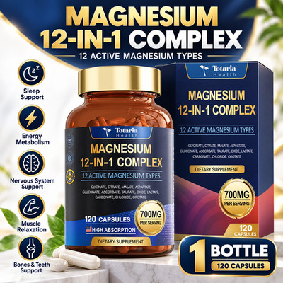 Totaria 12-in-1 Magnesium Complex 700mg Vegan Capsules 1 Pack