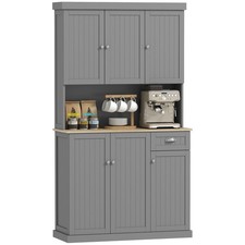 HOMCOM Kitchen Cupboard Storage Cabinet with Adjustable Shelves, Grey