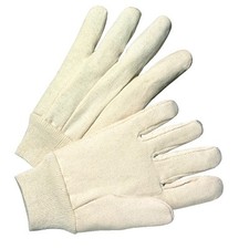Premium Grade Cotton Canvas Single-Palm Gloves, Knit Wrist, Natural, Large Pack