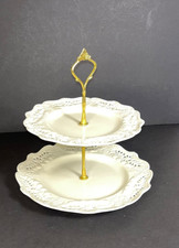 Lovely 2 Tier Victorian Collection Ivory White Cake Stand Tea Wedding Cookies