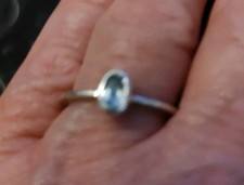 Pretty Dainty Sterling Silver Aquamarine Ring, Size 7, Mint Condition Gift