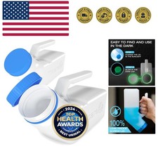 Urinals for Men Glow in The Dark Lid by 2 Pack - 32oz/1000mL Thick Plastic Me...