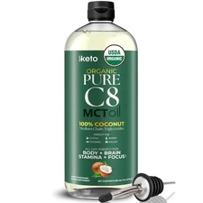 Keppi Keto Organic MCT Oil - Flavorless C8, Non-GMO, 16 Fl Oz (Pack of 1), C8 