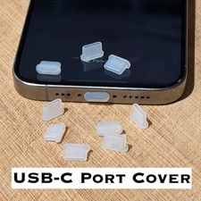 Silicone USB-C Dust Plug Covers for iPhone 15, 16, 17, Clear Charging Port Caps