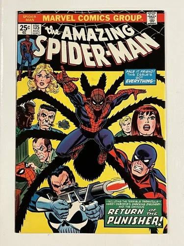 The Amazing Spider-Man #135/Bronze Age Marvel Comic Book/2nd Full Punisher/VF-NM