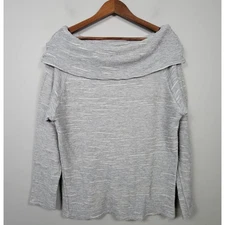 Dolan Long Sleeve Top Womens 1X Cowl Neck Ribbed Knit USA Pullover Light Gray