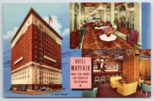 Postcard CA Los Angeles California Hotel Mayfair Linen Vintage PC M9200