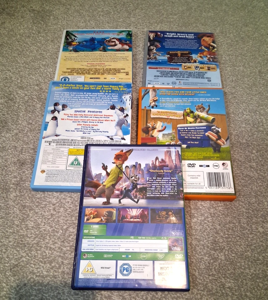Kids DVD Bundle Zootropolis, Happy Feet, Over the Hedge, Ice Age 4 & Rio - Image 3 of 3
