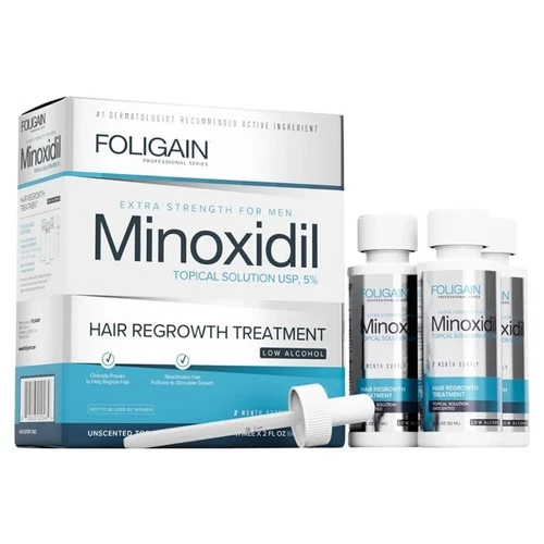 Foligain Low Alcohol Minoxidil 5% Hair Growth Supplement for Men - 3 Pack
