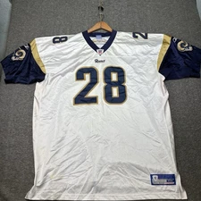 VTG Marshall Faulk Jersey Reebok Size 58  Rams Football White NFL On Field Y2K