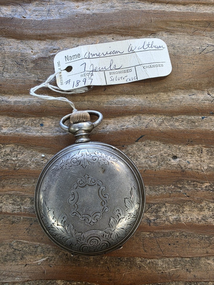 American Waltham Watch Pocket Watch Silver Case 1897 7 Jewels 925