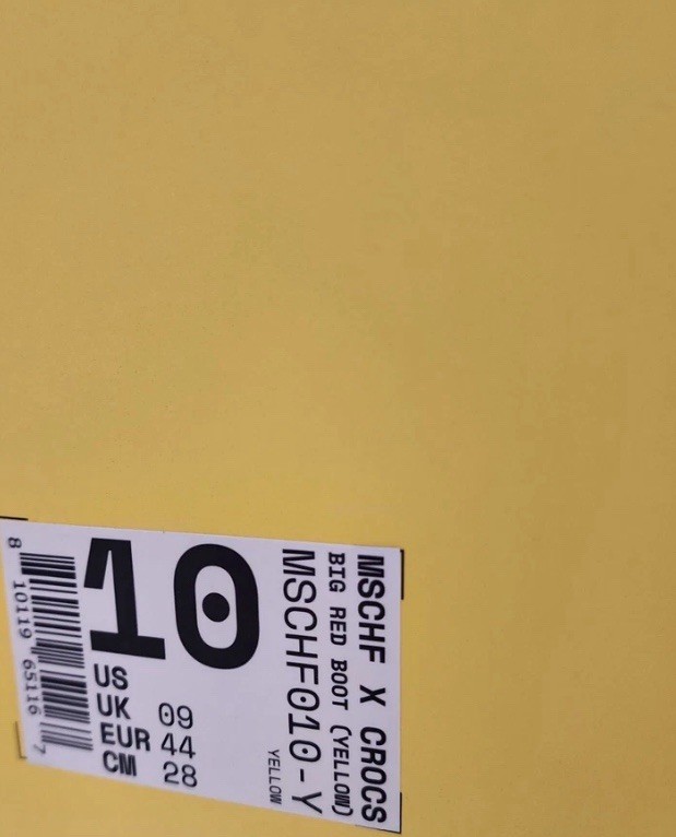 Crocs X MSCHF Big Yellow Boot US 10 image 6