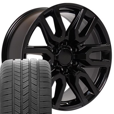 OE Wheels CV36 20x9 Black Rims & Bridgestone Tires Set 6x139.7 28 ET