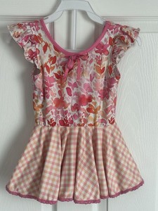 Cheeky Plum Farrah Girls Leotard Sweet As A Peach print Size 3T Orange Pink