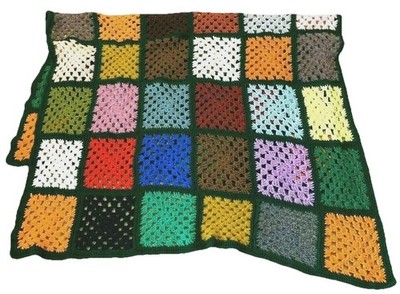 Granny Square Handmade Sofa Throw Afghan Jewel Tone Couch Crochet Fall Autumn