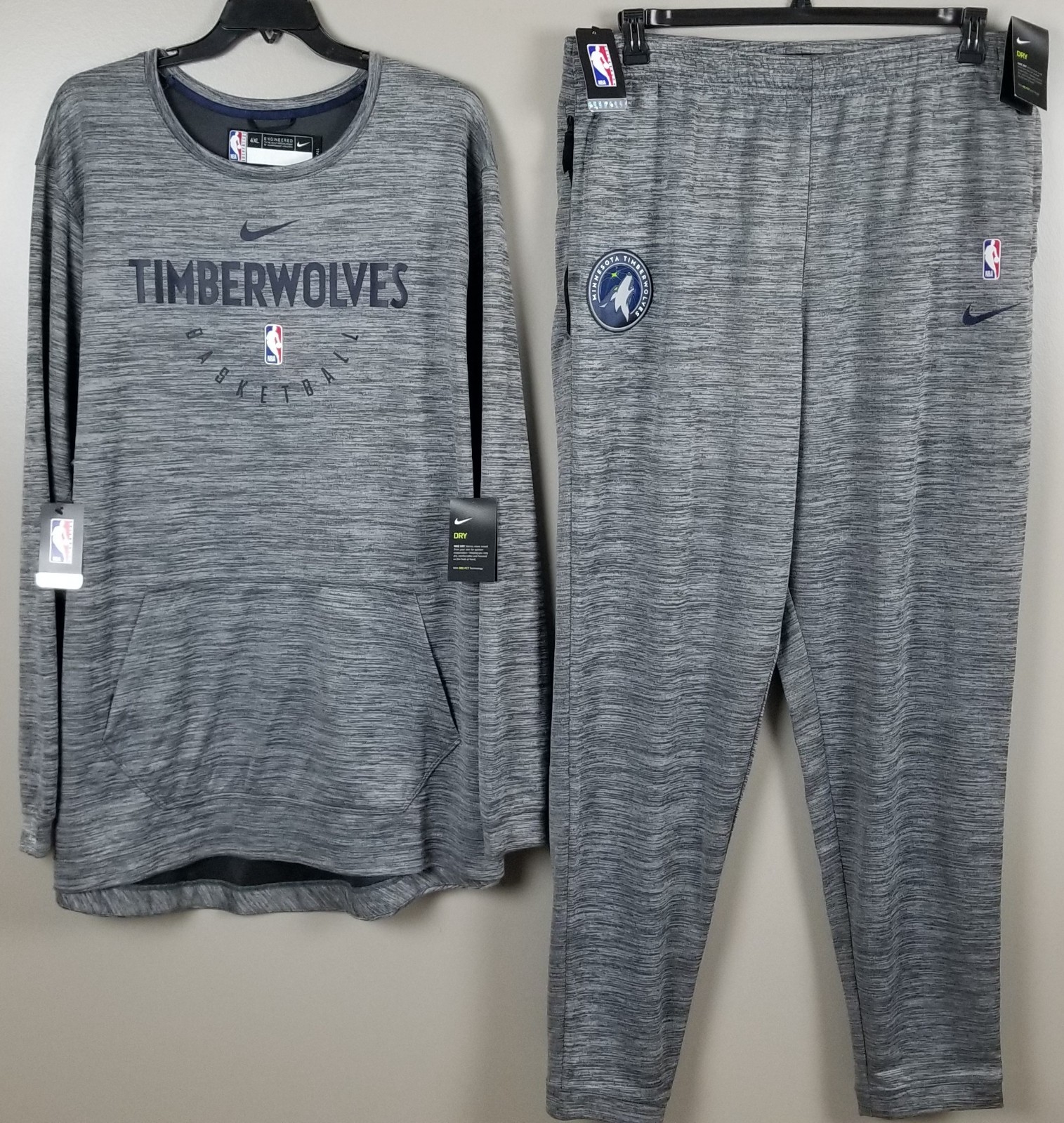 SACAI X NIKE NIKE UTAH JAZZ NBA TEAM EMESSA TUTA FELPA + PANTALONI GRIGIO NUOVO (TAGLIA 4XLT ALTO)