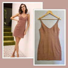 Kookai Coco Oyster Brown Mini Dress 38 Dress NEW Chic BNWOT Clean girl RRP $180
