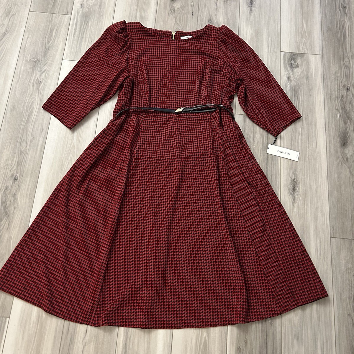 Macy's Calvin Klein Red And Black Dress Calvin Klein Tulip