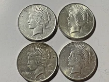 1922 1923 1924 1925  Peace Dollar Lot – 4 Coins –