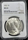 1922 Peace Silver Dollar Coin NGC MS 64 🔥 Nice! See Pics 🔥