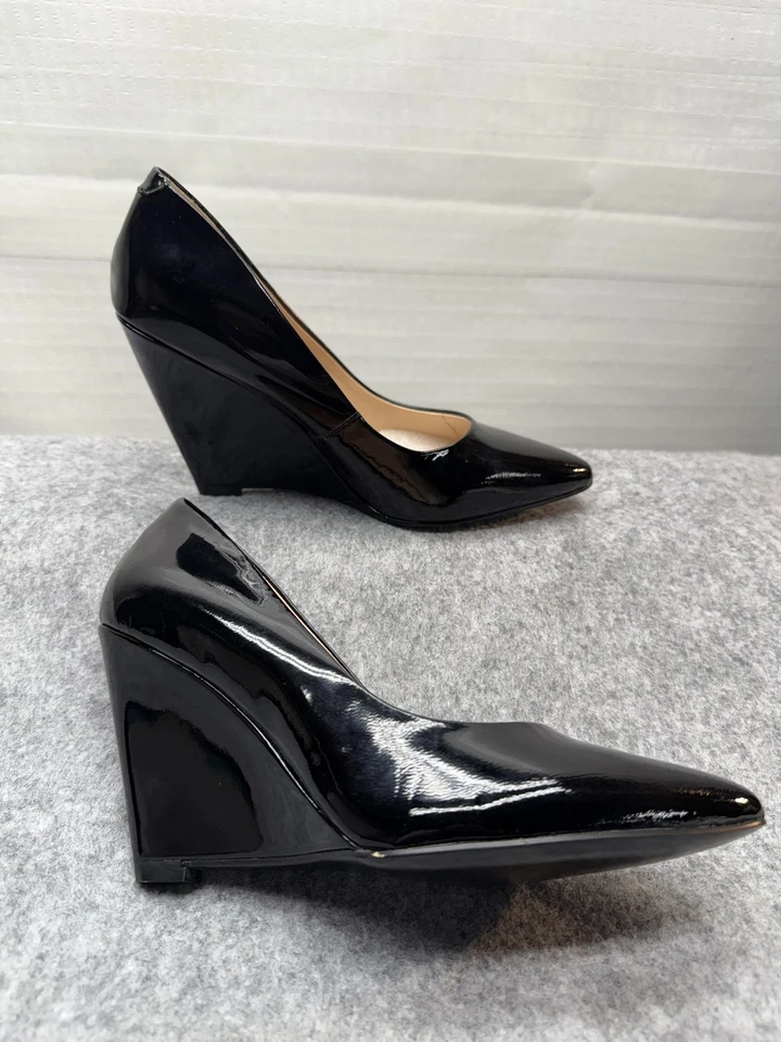 Pour La Victoire Shoes Womens Size 6.5 Black Patent Leather Wedge Pumps Classic - Image 3 of 4