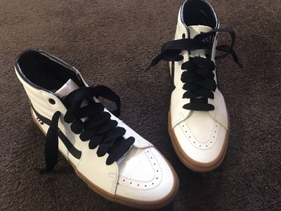 Vans Skate Hi Einzelstück 44 Leder Weiss Schwarz Neu Sneakers 