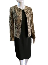 Kasper Brown Blazer & Black Casual Corner Dress Suit Size 8 Mixed Separates