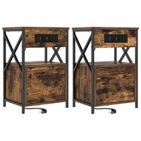 Nachttisch 2Er Set GeräUcherte Eiche 40X31X60 Cm Beistelltisch Schlafzimmer