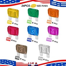 24 Pack Large MAX Blade Fuse Assortment Auto Car Truck SUV AMP FUSES USA