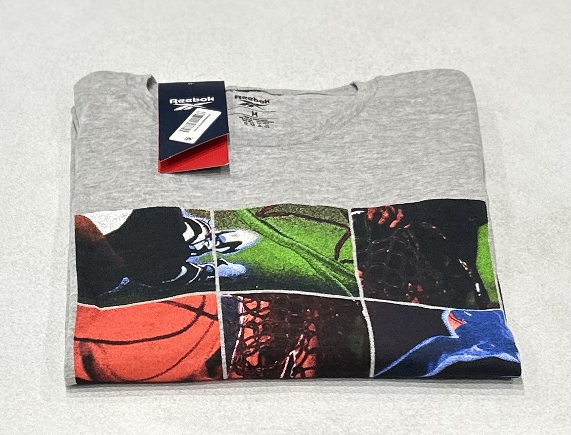 Reebok Men's Crew Neck Short Sleeve Graphic T-Shirt, Gray, Size M