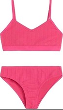 Kanu Surf 2845 Girls Ruched Solid PINK Bikini 2-Piece Size 16 NWT Nylon/Spandex