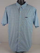 Chaps Men's XL Light Blue Plaid Short Sleeve Button Up Dress Shirt