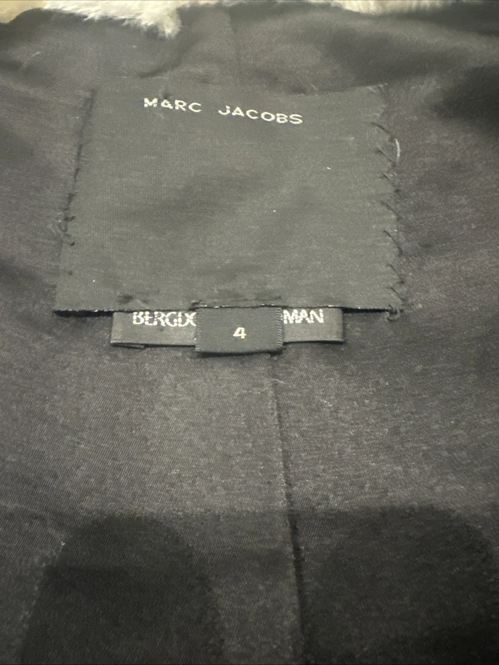 Chaqueta de piel de conejo Marc Jacobs Runway Resort 2014 blanco azul a rayas Rex 4 Foto 4 de 4